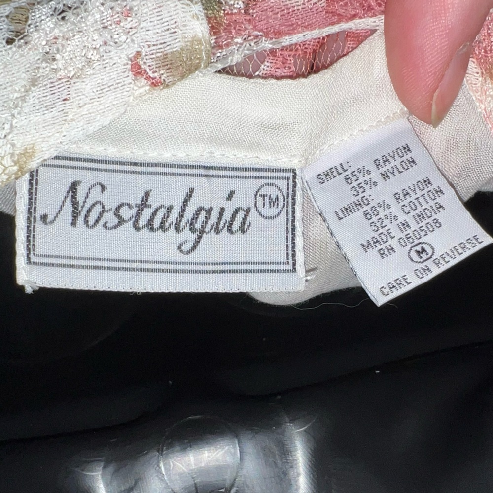 Nostalgia 90’s Floral Lace Inset Cottage Crinkle Romantic Maxi Dress Size M - Picture 12 of 12